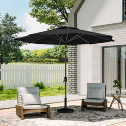 Living and Home Black Crank and Tilt Parasol 3m with Round Resin Base - Wilko - thumbnail 3