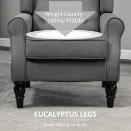 Portland Dark Grey Retro Upholstered Wingback Armchair - Size: Single - Wilko - thumbnail 7