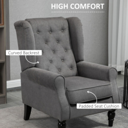 Portland Dark Grey Retro Upholstered Wingback Armchair - Size: Single - Wilko - thumbnail 6