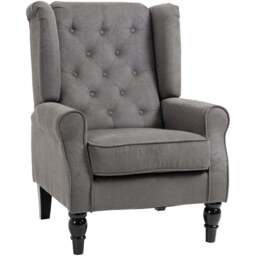Portland Dark Grey Retro Upholstered Wingback Armchair - Size: Single - Wilko - thumbnail 3