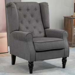 Portland Dark Grey Retro Upholstered Wingback Armchair - Size: Single - Wilko - thumbnail 1