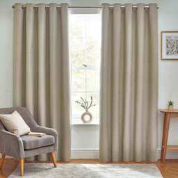 furn. Dawn Natural Thermal Blackout Eyelet Curtain 229 x 229cm - Size: W 229 x D 229cm - Cream - Wilko - thumbnail 1