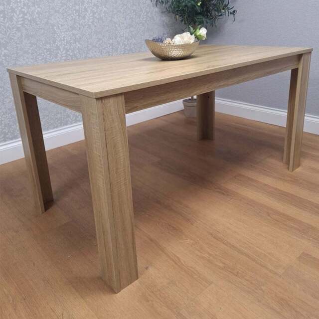 Portland 4 Seater Square Dining Table Oak Effect Beige - Brown - Wilko - image 1