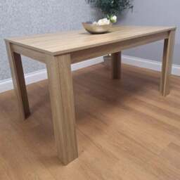Portland 4 Seater Square Dining Table Oak Effect Beige - Brown - Wilko - thumbnail 1