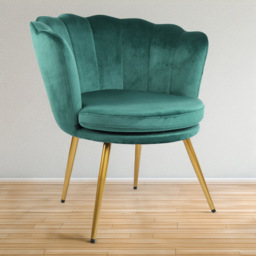 Flora Petal Back Accent Tub Chair Velvet Upholstery - Green - Size: Single - Genesis - Wilko - thumbnail 1
