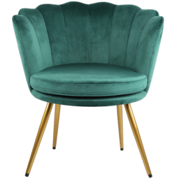 Flora Petal Back Accent Tub Chair Velvet Upholstery - Green - Size: Single - Genesis - Wilko - thumbnail 4