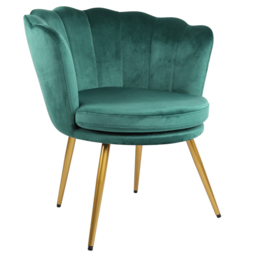Flora Petal Back Accent Tub Chair Velvet Upholstery - Green - Size: Single - Genesis - Wilko - thumbnail 3