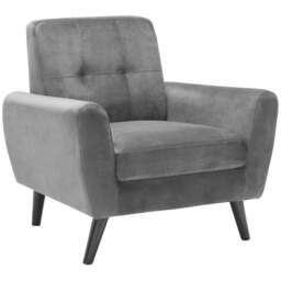 Julian Bowen Monza Dark Grey Velvet Armchair - Size: Single - Wilko - thumbnail 3