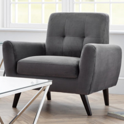 Julian Bowen Monza Dark Grey Velvet Armchair - Size: Single - Wilko - thumbnail 1