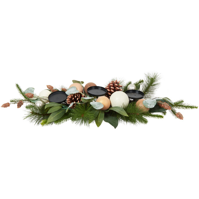 Natural Pinecone Bauble Candle Holder - Green - Wilko - image 1