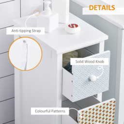 Portland Multicolour 4 Drawer Floor Cabinet - Size: 25 x 34 x 86.5cm - Wilko - thumbnail 6