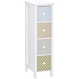 Portland Multicolour 4 Drawer Floor Cabinet - Size: 25 x 34 x 86.5cm - Wilko