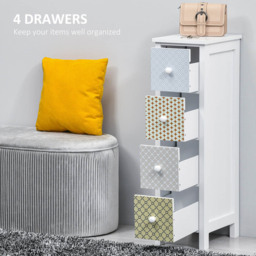Portland Multicolour 4 Drawer Floor Cabinet - Size: 25 x 34 x 86.5cm - Wilko - thumbnail 5