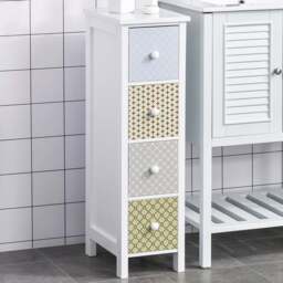 Portland Multicolour 4 Drawer Floor Cabinet - Size: 25 x 34 x 86.5cm - Wilko - thumbnail 3
