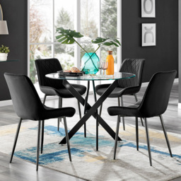 Furniturebox Arona Cesano 4 Seater Round Dining Set Black - Wilko - thumbnail 1