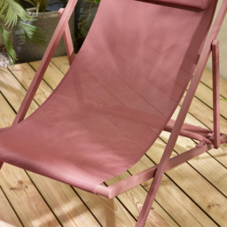 Furniturebox Cannes Set of 2 Pink Metal And Textilene Deck Chair - Wilko - thumbnail 4