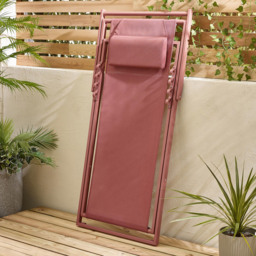 Furniturebox Cannes Set of 2 Pink Metal And Textilene Deck Chair - Wilko - thumbnail 7