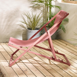Furniturebox Cannes Set of 2 Pink Metal And Textilene Deck Chair - Wilko - thumbnail 6