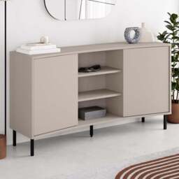 FWStyle Frem 2 Door Sandstone Curved Sideboard - Size: 81 x 150 x 40cm - Cream - Wilko