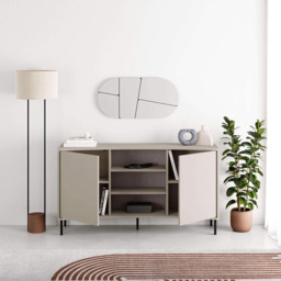 FWStyle Frem 2 Door Sandstone Curved Sideboard - Size: 81 x 150 x 40cm - Cream - Wilko - thumbnail 5