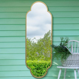 MirrorOutlet The Duplici Gold Metal Double Arched Oval Outdoor Garden Wall Mirror 170 x 59cm - Size: 170 x 59 x 3cm - Wilko - thumbnail 3