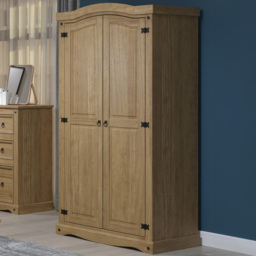 Core Products Corona 2 Door Antique Pine Wardrobe - Brown - Wilko - thumbnail 1