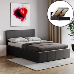 Vida Designs Lisbon Small Double Black Faux Leather Ottoman Bed Frame - Wilko - thumbnail 6