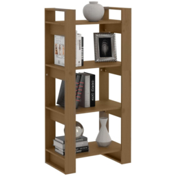 vidaXL 4 Shelf Honey Brown Solid Wood Bookcase - Size: 125 x 60 x 35cm - Wilko - thumbnail 6