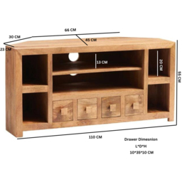Brooklyn Napoli Toko 4 Drawer 6 Shelf Light Mango Corner TV Unit - Brown - Wilko - thumbnail 7