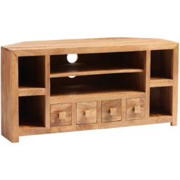 Brooklyn Napoli Toko 4 Drawer 6 Shelf Light Mango Corner TV Unit - Brown - Wilko - thumbnail 3