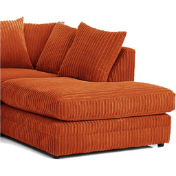 Luxor 3 Seater Orange Jumbo Cord Right Hand Facing Corner Sofa - Wilko - thumbnail 4