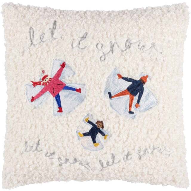 furn. White Christmas Together Snow Angels Boucle Cushion - Size: 43 x 43cm - Multi - Wilko - image 1