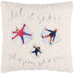 furn. White Christmas Together Snow Angels Boucle Cushion - Size: 43 x 43cm - Multi - Wilko