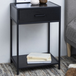 Florence Seaford Single Drawer Single Shelf Black Bedside Table - Furniture To Go - Wilko - thumbnail 1