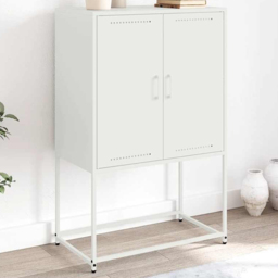 vidaXL 2 Door White Steel Highboard - Size: 107 x 68.5 x 38.5cm - Wilko - thumbnail 1
