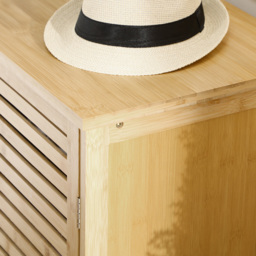 Portland 3 Door Natural Rustic Adjustable Slatted Shoe Cabinet - Size: 80 x 35 x 100cm - Natural wood finish - Wilko - thumbnail 5