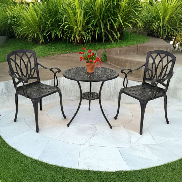 Centurion Supports Positano 2 Seater Black Aluminium Bistro Set with Table - Wilko - image 1