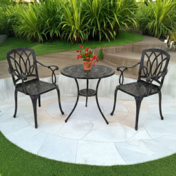 Centurion Supports Positano 2 Seater Black Aluminium Bistro Set with Table - Wilko - thumbnail 1