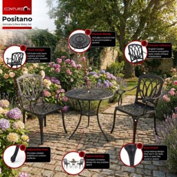 Centurion Supports Positano 2 Seater Black Aluminium Bistro Set with Table - Wilko - thumbnail 6