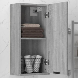 vidaXL Single Door Grey Bathroom Cabinet - Size: 67 x 32 x 20cm - Wilko