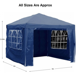 Gr8 Garden 3 x 3m Blue Garden Gazebo with Side Awning - Wilko - thumbnail 5