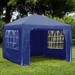 Gr8 Garden 3 x 3m Blue Garden Gazebo with Side Awning - Wilko - thumbnail 1