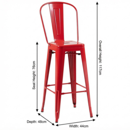 FWStyle Red Gloss Metal Bar Chair 4 Pack - Size: Set of 4 - Wilko - thumbnail 7