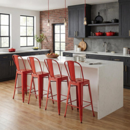 FWStyle Red Gloss Metal Bar Chair 4 Pack - Size: Set of 4 - Wilko - thumbnail 6