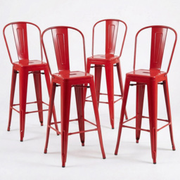 FWStyle Red Gloss Metal Bar Chair 4 Pack - Size: Set of 4 - Wilko - thumbnail 5