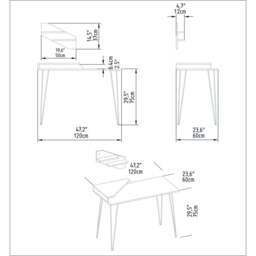 Decorotika Desalvo Single Shelf White Marble Effect Computer Desk - Size: 75 x 120 x 60cm - Wilko - thumbnail 6