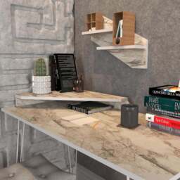Decorotika Desalvo Single Shelf White Marble Effect Computer Desk - Size: 75 x 120 x 60cm - Wilko - thumbnail 4