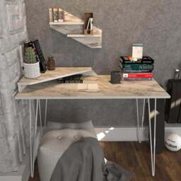 Decorotika Desalvo Single Shelf White Marble Effect Computer Desk - Size: 75 x 120 x 60cm - Wilko - thumbnail 5