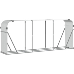 vidaXL Silver Galvanised Steel Firewood Log Holder 100 x 234 x 45cm - Wilko