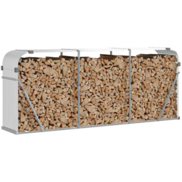 vidaXL Silver Galvanised Steel Firewood Log Holder 100 x 234 x 45cm - Wilko - thumbnail 3
